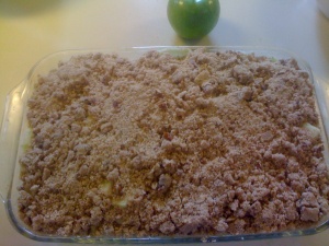 Apple crisp ready to go into the oven
